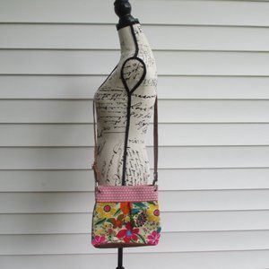 Vinyl/Faux Leather Multicolored Floral Crossbody Purse
